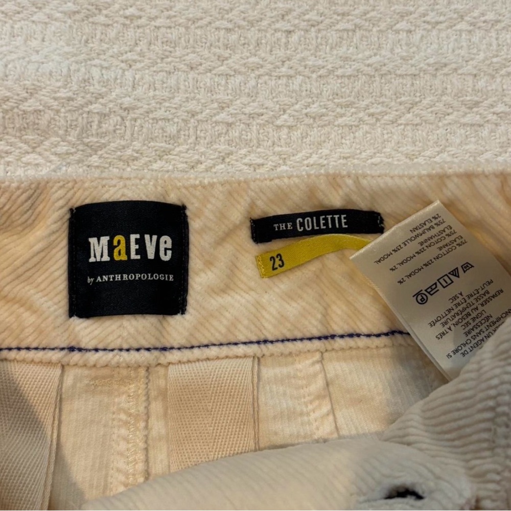 Anthropologie Maeve Cream Corduroy Pants - Picture 4 of 4